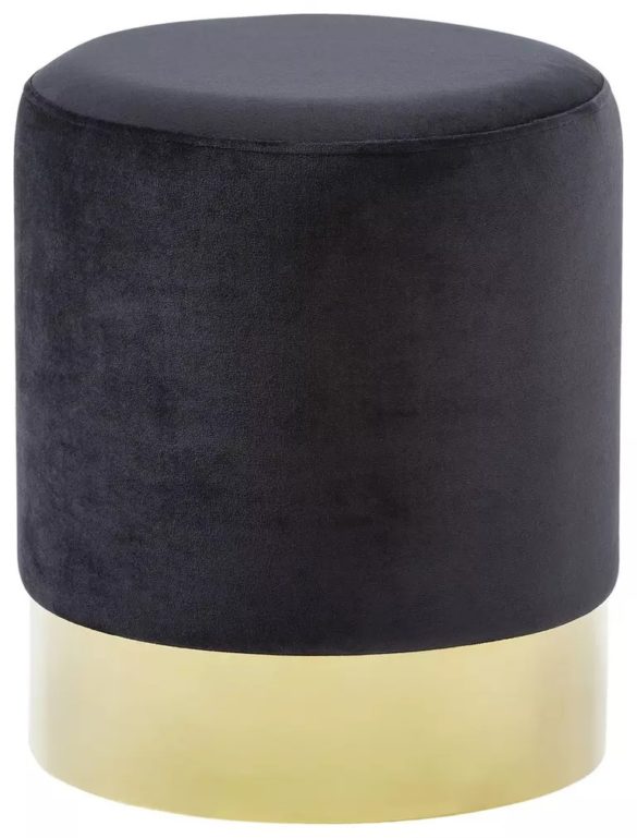 HOCKER Samt Schwarz, Goldfarben von XORA