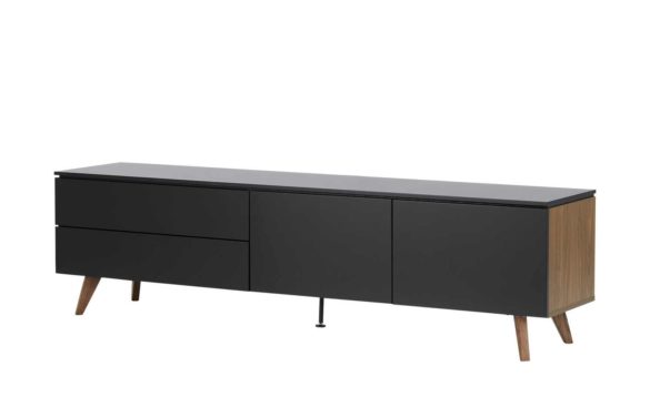 TV-Lowboard UUNA Walnuss / Schwarz