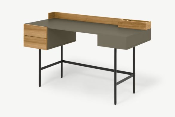 Breiter Schreibtisch AUFHEIZEN Kobaltgrau & Eicheneffekt von MADE-STUDIO