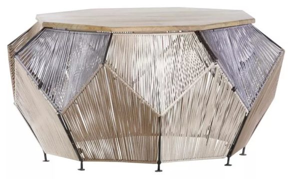 COUCHTISCH Mangoholz massiv achteckig Multicolor von CARRYHOME