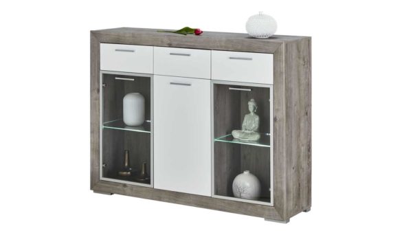 Highboard FIESTA Eiche Grau / Weiß