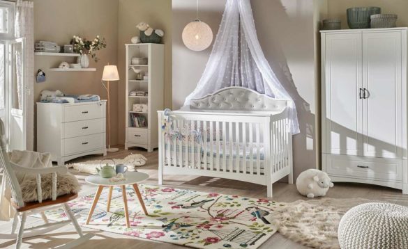 Babybett ELOISE Weiß / Hellgrau