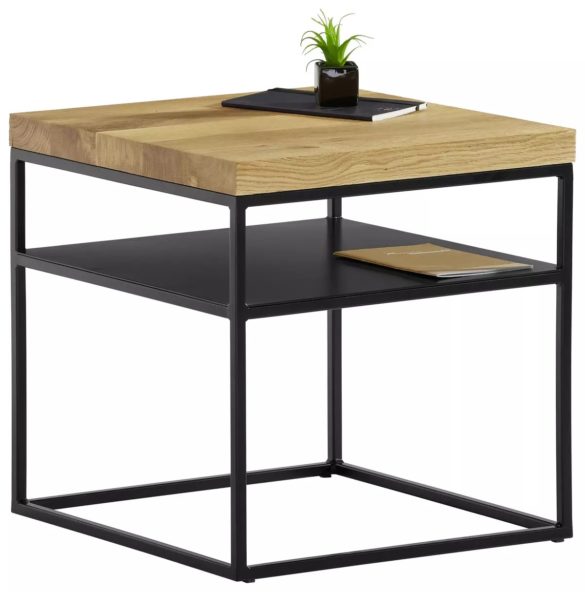 COUCHTISCH Eiche massiv quadratisch Schwarz, Eichefarben von NOVEL