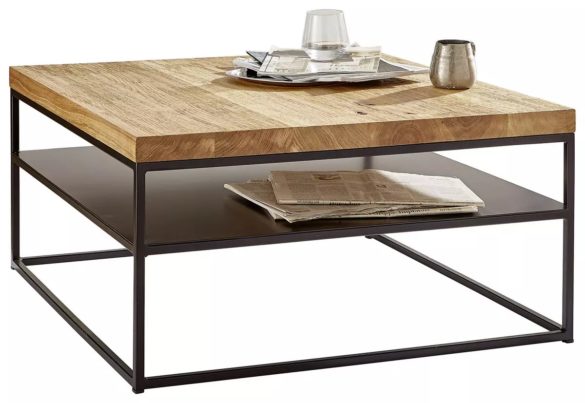 COUCHTISCH 80 cm Eiche massiv quadratisch schwarz, Eichefarben von NOVEL