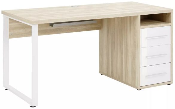 SCHREIBTISCH Weiß, Eichefarben