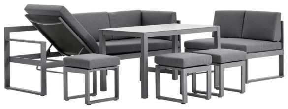 DINING-LOUNGESET Graphitfarben, Hellgrau von AMBIA GARDEN