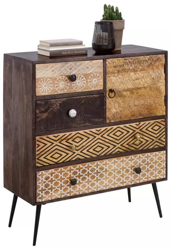 KOMMODE Mangoholz massiv Multicolor von LANDSCAPE