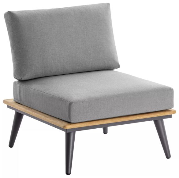 LOUNGESESSEL Anthrazit, Teakfarben