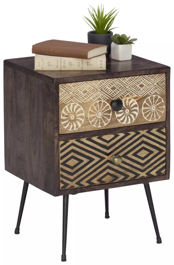 NACHTSCHRANK Mangoholz massiv Multicolor, Dunkelbraun von LANDSCAPE