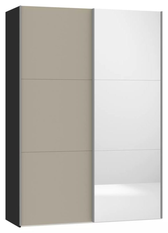 SCHWEBETÜRENSCHRANK 2-türig Schwarz, Hellbraun von JUTZLER