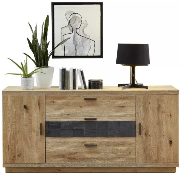 SIDEBOARD Wildeiche massiv Eichefarben, Dunkelgrau von CANTUS