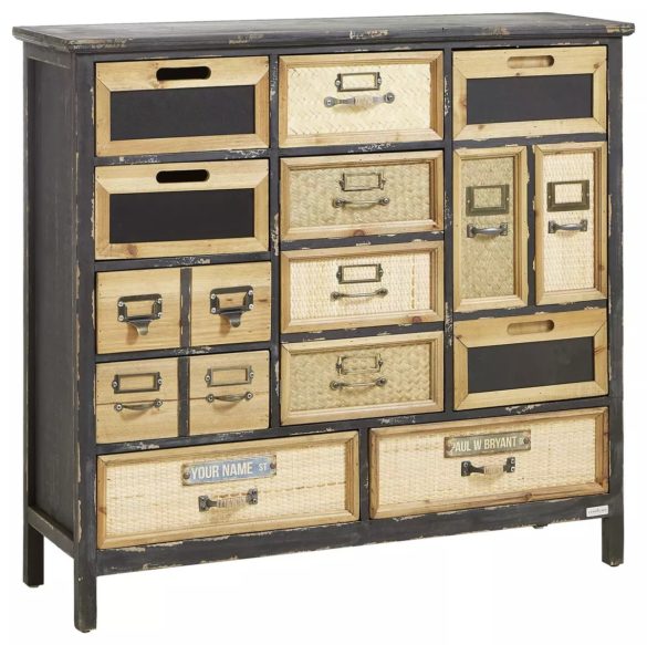 KOMMODE Kiefer massiv Multicolor, Schwarz von LANDSCAPE