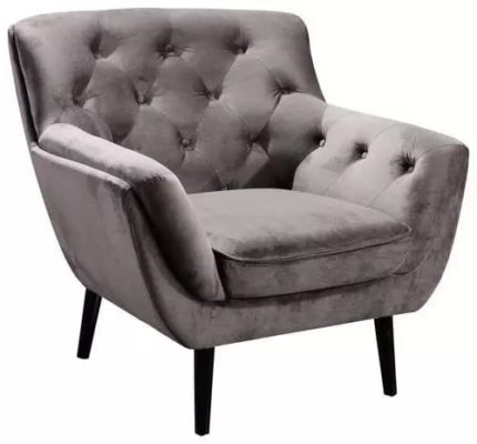 CHESTERFIELD-SESSEL Samt Grau, Schwarz von STYLIFE