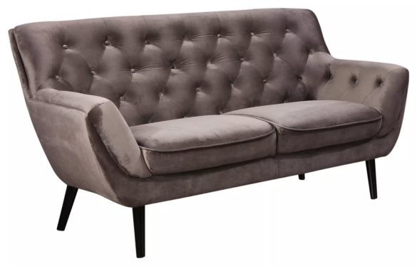 CHESTERFIELD ZWEISITZER-SOFA Grau Samt von STYLIFE