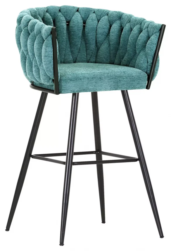 BARHOCKER Chenille Schwarz, Türkis von LANDSCAPE