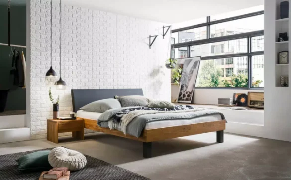 BETT Wildeiche massiv 160/200 cm Schwarz, Wildeiche von HASENA