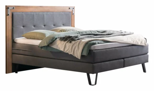 BOXSPRINGBETT 140/200 cm in Anthrazit, Eichefarben von HASENA