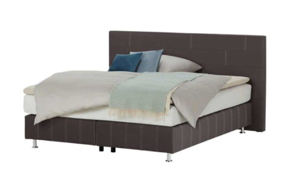 Boxspringbett - mit Echtleder - RIGA Dunkelbraun 200x200 cm