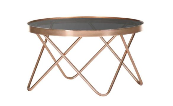 Couchtisch SHINE Schwarz / Kupfer rund