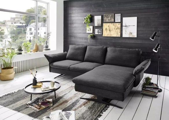 ECKSOFA Schwarz Flachgewebe von PURE HOME COMFORT