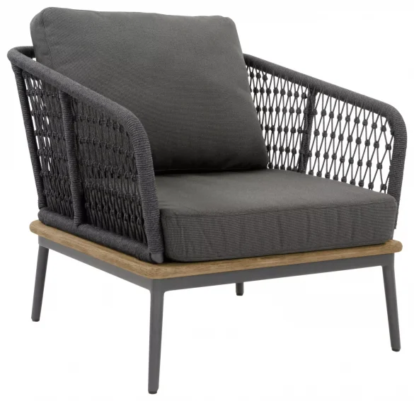 LOUNGESESSEL Anthrazit, Teakfarben Teakholz massiv Aluminium