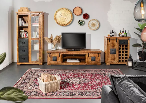 LOWBOARD Mangoholz massiv Naturfarben, Schwarz von LANDSCAPE