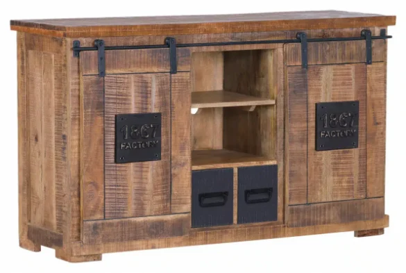 SIDEBOARD Mangoholz massiv Naturfarben, Schwarz von LANDSCAPE