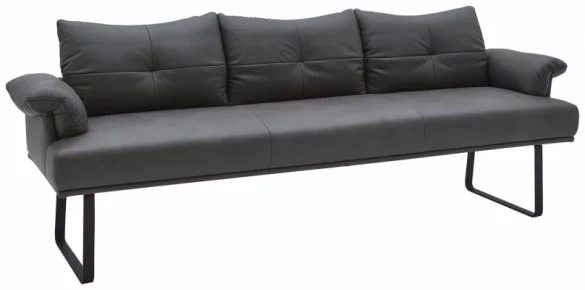 SITZBANK 239/86/69 cm Echtleder Anthrazit, Schwarz Buche Schichtholz von DIETER KNOLL