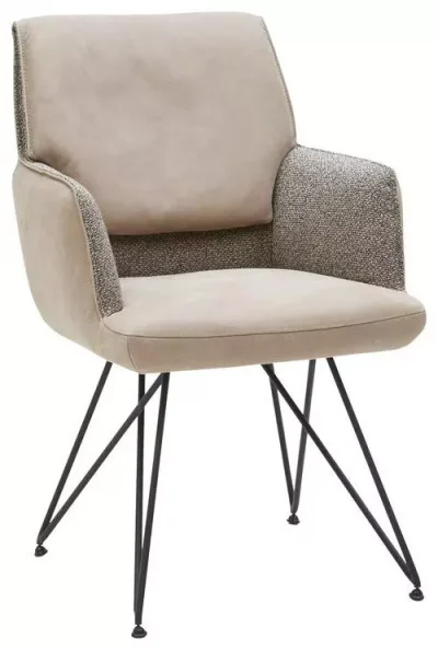 ARMLEHNSTUHL Flachgewebe Echtleder Braun, Beige von AMBIENTE