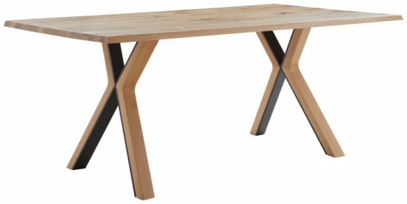 ESSTISCH 180/100/75 cm Eiche massiv Holz Schwarz, Eichefarben rechteckig von VALDERA