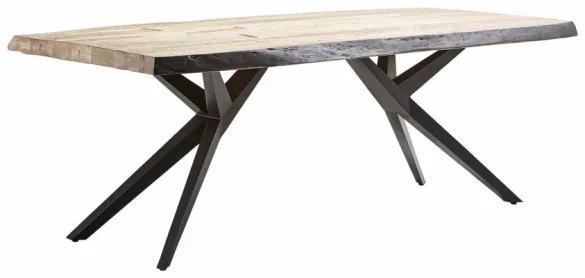ESSTISCH 200/100/76 cm Akazie massiv Holz, Metall Schwarz, Akaziefarben von LANDSCAPE