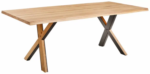 ESSTISCH 200/100/76 cm Wildeiche massiv Holz, Metall Schwarz von LINEA NATURA