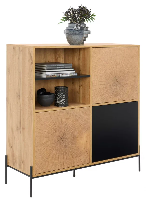 KOMMODE 110/114/40 cm Schwarz, Eichefarben von CARRYHOME