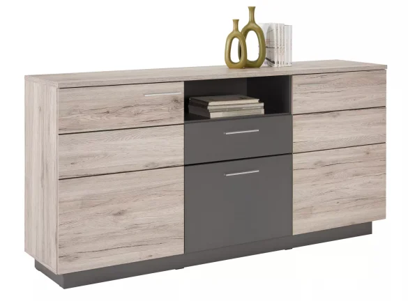 KOMMODE 179,8/90/41,3 cm Grau, Eichefarben von HOM'IN
