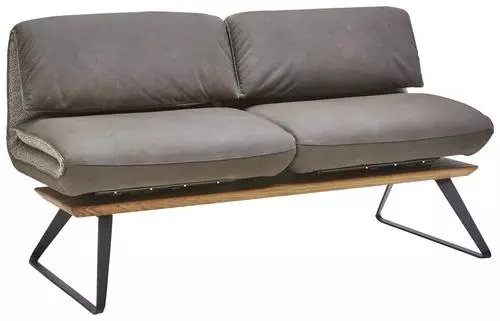 SITZBANK 164/83/74 cm Flachgewebe Echtleder Anthrazit, Braun, Beige Eiche von AMBIENTE