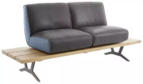 SITZBANK 190/85/69 cm beflockt Echtleder Schwarz, Türkis, Dunkelbraun von AMBIENTE