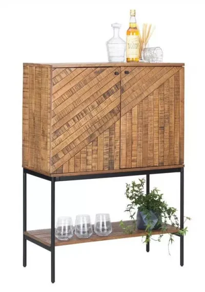 BAR Altholz massiv Schwarz, Hellbraun von AMBIA HOME