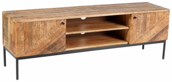 LOWBOARD Mangoholz vollmassiv Naturfarben, Schwarz, Hellbraun von AMBIA HOME