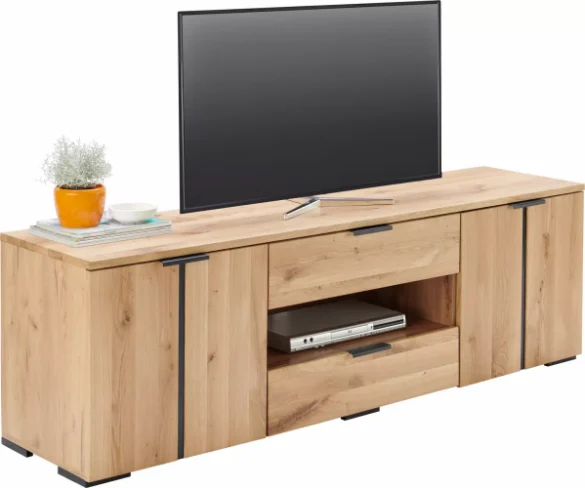 TV-ELEMENT Wildeiche Schwarz, Eichefarben von LINEA NATURA