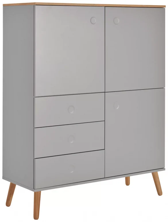HIGHBOARD Eiche furniert, massiv Grau, Eichefarben von LOMOCO