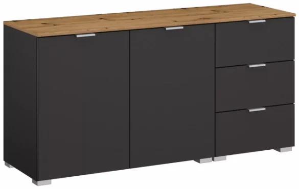 SIDEBOARD Graphitfarben, Eiche Artisan Einlegeboden von STYLIFE