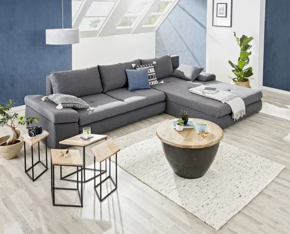 ECKSOFA Anthrazit, Dunkelgrau Webstoff von CARRYHOME