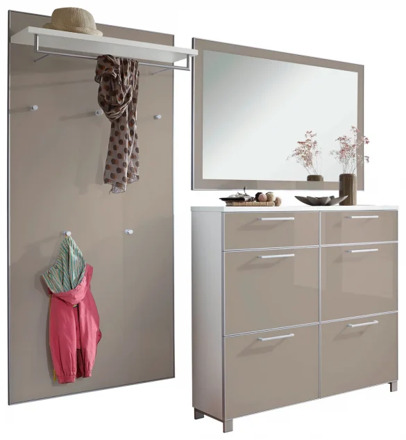 GARDEROBE 210/195/31 cm Weiß, Taupe