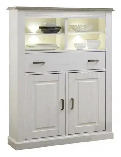 HIGHBOARD Taupe, Pinienfarben Beleuchtung, Einlegeböden Lima von LANDSCAPE