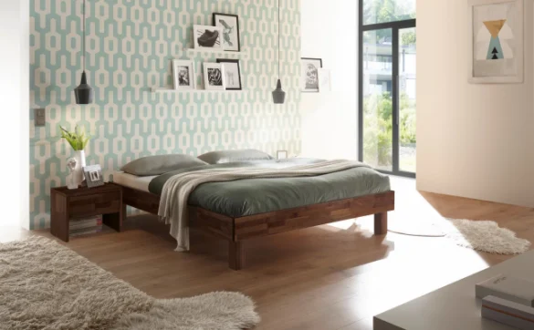 BETT Nussbaum massiv 120/200 cm Nussbaumfarben von HASENA