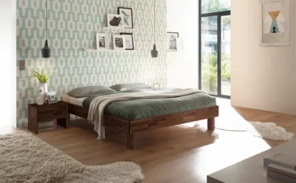 BETT Nussbaum massiv 200/200 cm Nussbaumfarben von HASENA