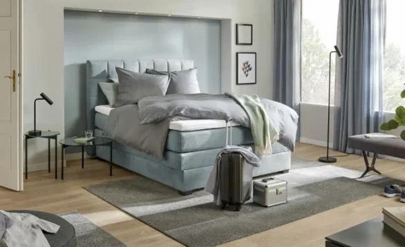 Boxspringbett -mit Bettkasten- FOREVER 160x200 cm Stahlblau von VANDOORN