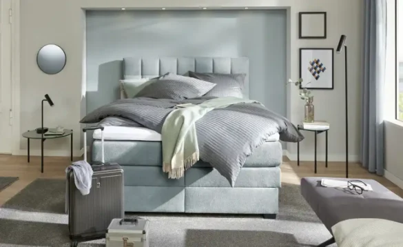Boxspringbett -mit Bettkasten- FOREVER 200x200 cm Stahlblau von VANDOORN