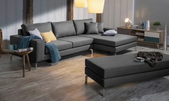 ECKSOFA Anthrazit Flachgewebe von MAX WINZER