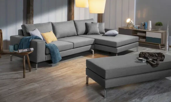 ECKSOFA Hellgrau Flachgewebe von MAX WINZER